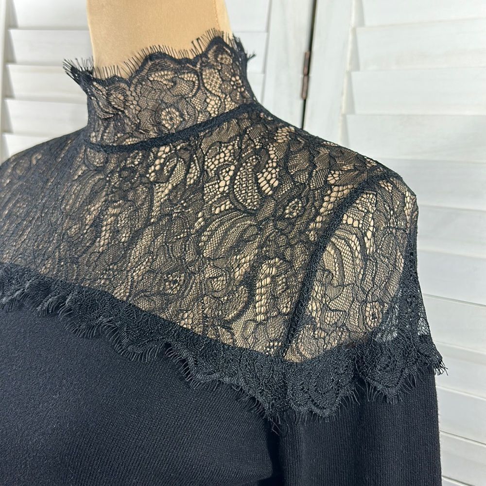 Jennifer Lopez Mock Neck Sweater Medium Black NWT Elegant - Picture 7 of 14
